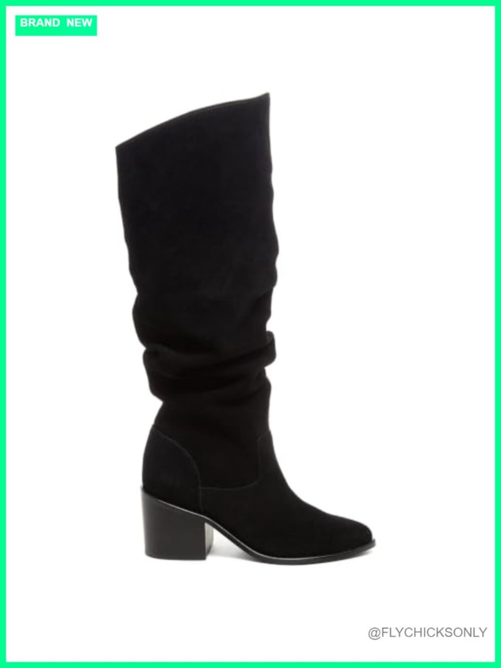 Knee High Boots Chunky Block High Heel Suede Pointed Toe Women